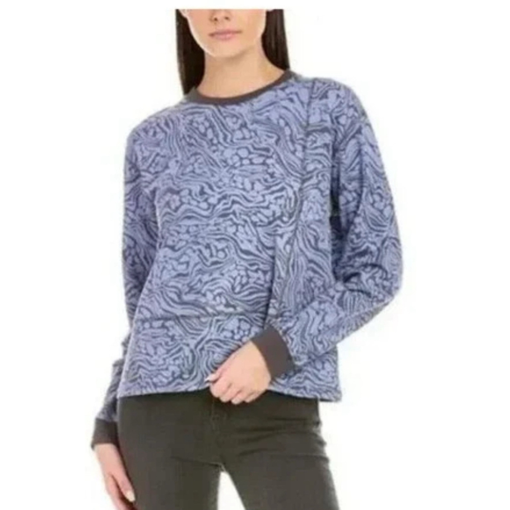 Johnny Was Calme Seamed Oversized Pullover Blue Patterned Size Small NWOT $178